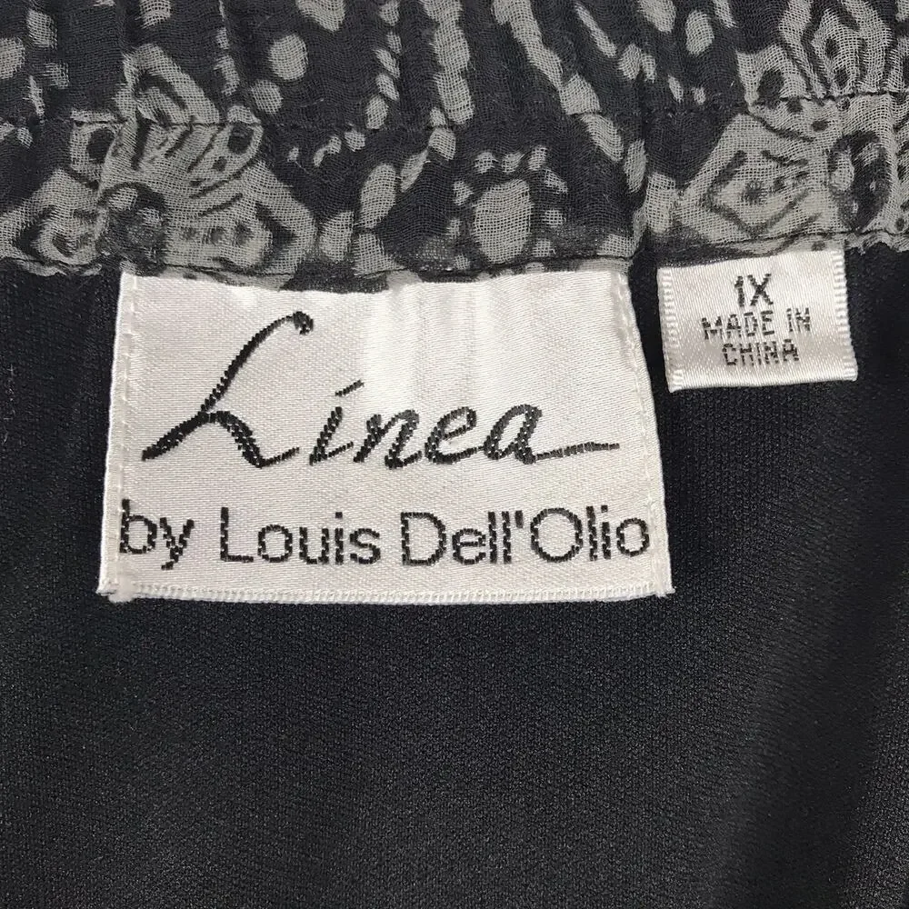 Linea by Louis Dell’Olio Tiered Midi Skirt Flowy Lined Pull On Boho Print 1X